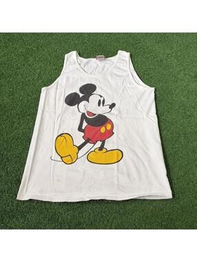 Vintage 90s Disney Designs Mickey Mouse Tank Top USA Made Single Graphic Large